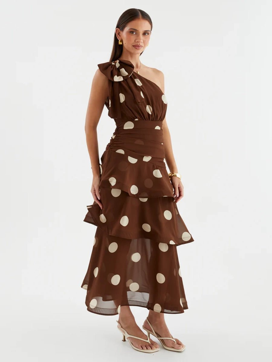 Anza One Shoulder Backless Printed Polka Dot Dressmaxi dressCelidiorCelidiorCJLY284926401AZnull