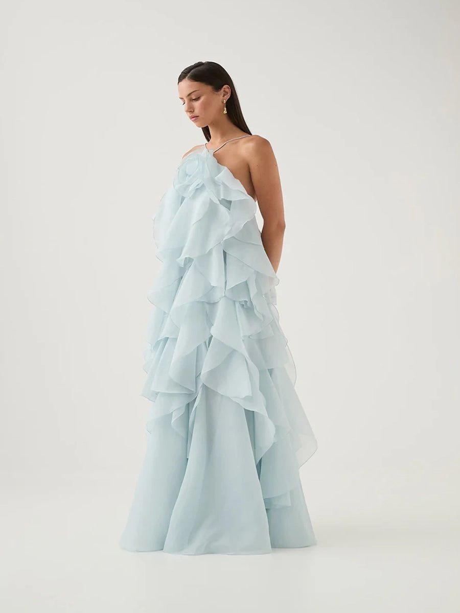 Atih Floral Halter Neck Backless Ruffled Maxi Dressmaxi dressCelidiorCelidiorCJLY283398107GTnull