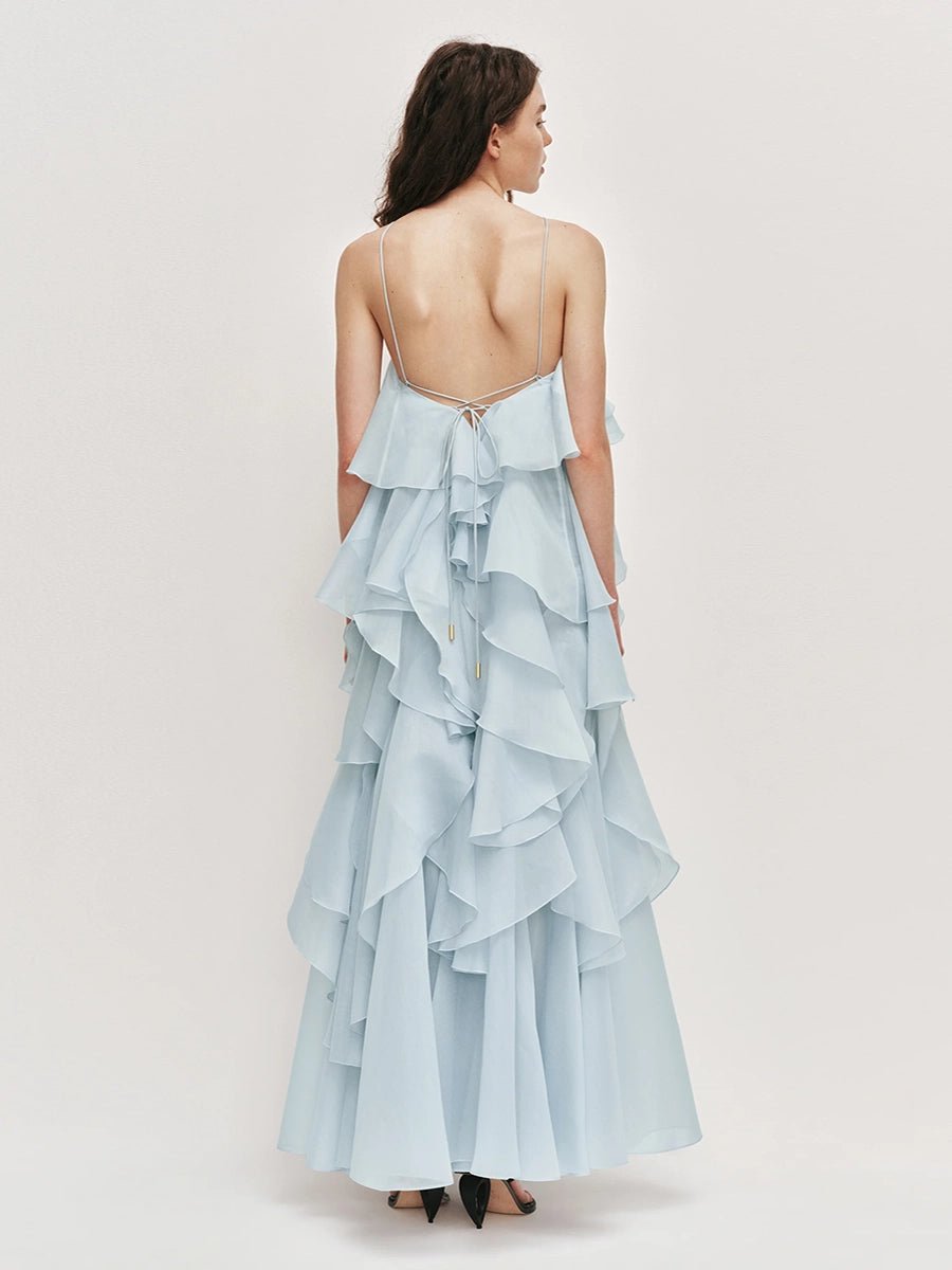 Atih Floral Halter Neck Backless Ruffled Maxi Dressmaxi dressCelidiorCelidiorCJLY283398107GTnull