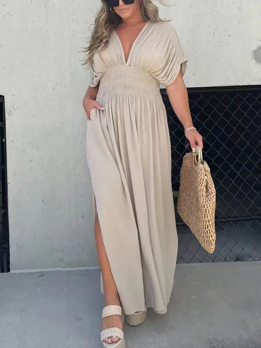 Aydan Bat - sleeved V - neck Slit DressOtherCelidiorCelidiorCJLY201419301AZ