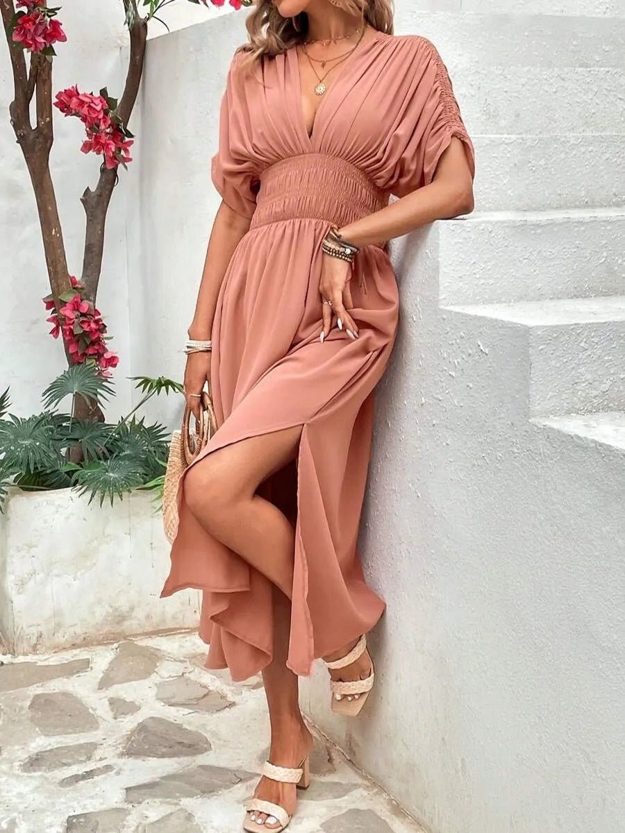 Aydan Bat - sleeved V - neck Slit DressOtherCelidiorCelidiorCJLY201419301AZ