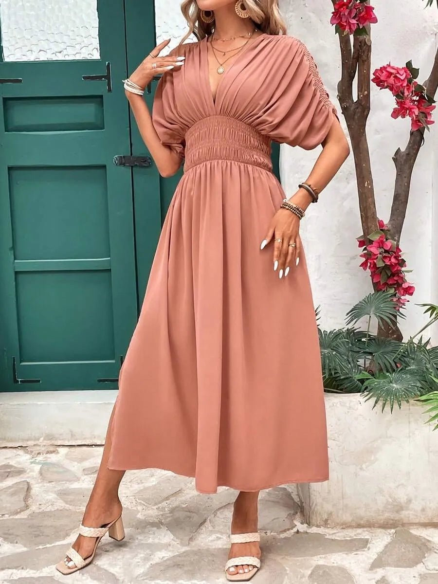 Aydan Bat - sleeved V - neck Slit DressOtherCelidiorCelidiorCJLY201419301AZ