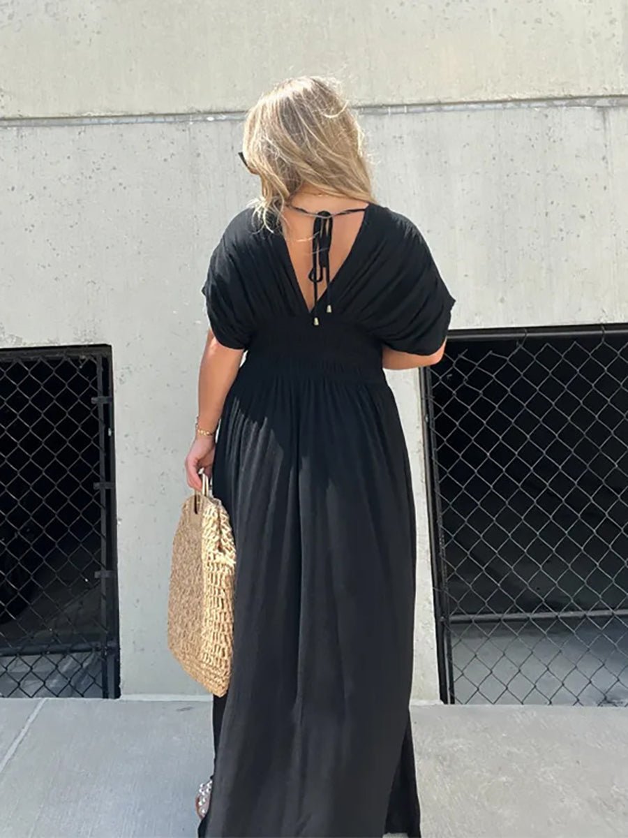 Aydan Bat - sleeved V - neck Slit DressOtherCelidiorCelidiorCJLY201419309IR