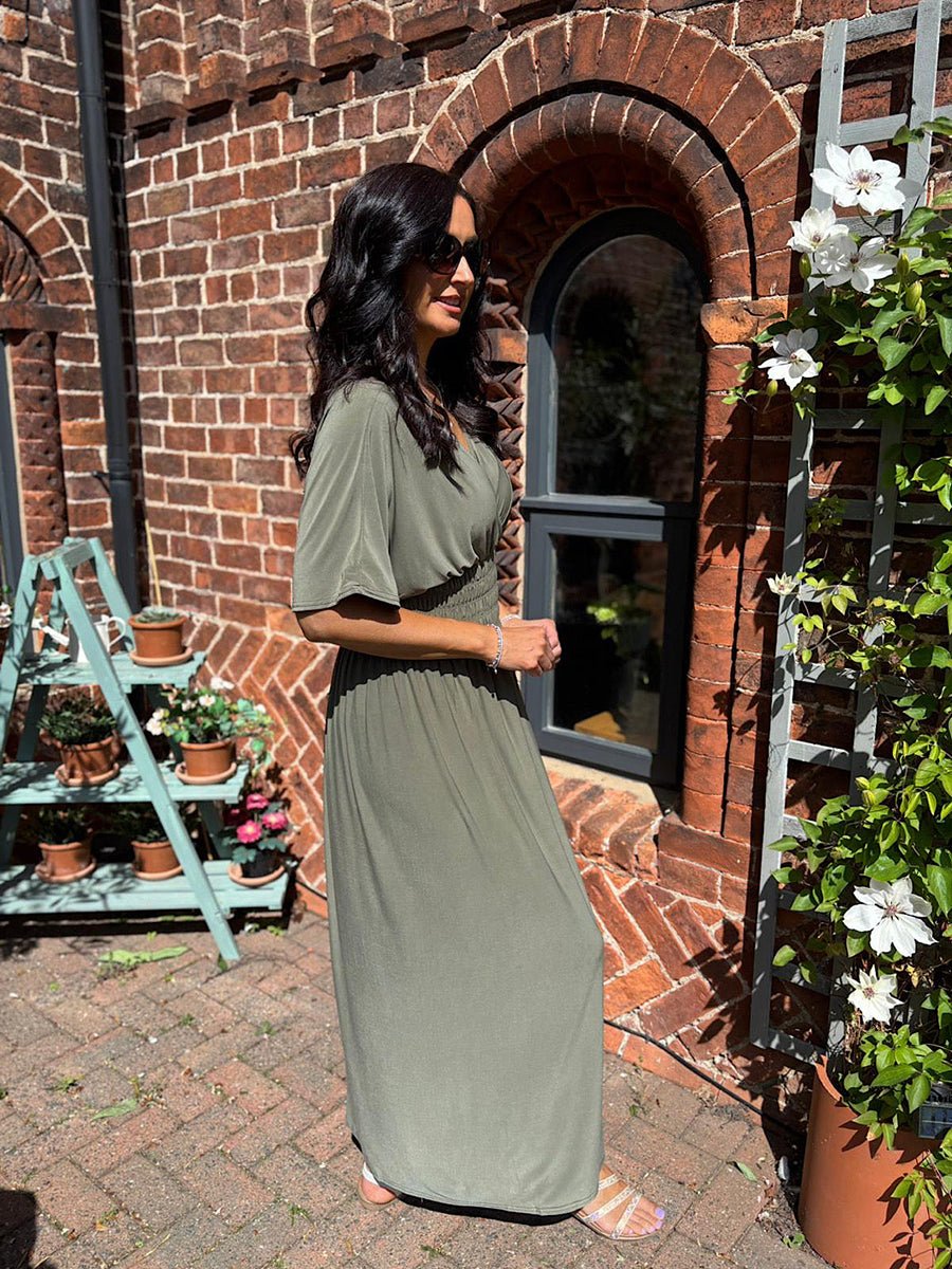 Aydan Bat - sleeved V - neck Slit DressOtherCelidiorCelidiorCJLY201419325YB