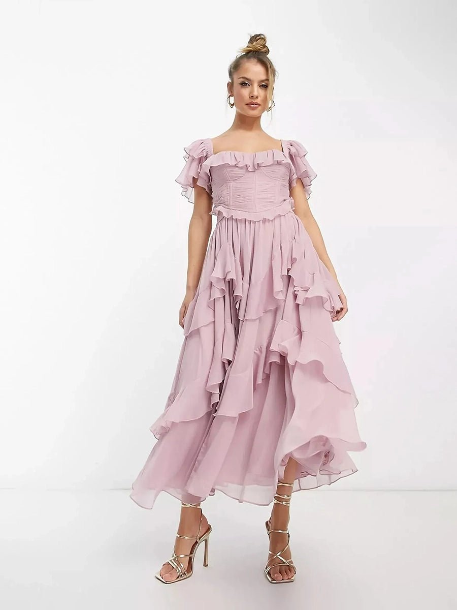 Aynard Summer Ruffled Short Sleeved Dressmidi dressCelidiorCelidiorCJLY205744101AZnull