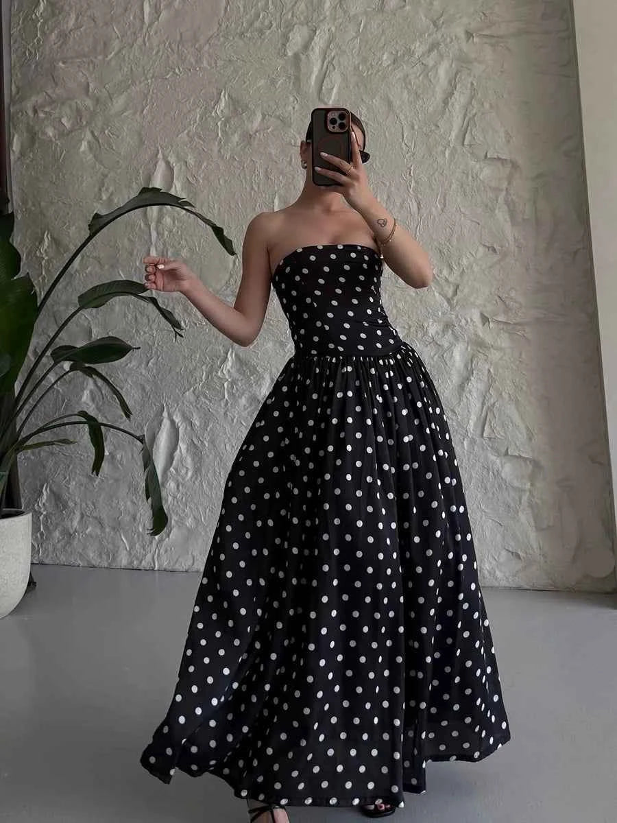 Bianca Elegant Polka-dot Off-shoulder Dresses - Celidior