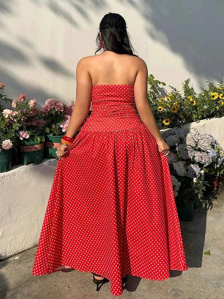 Bianca Elegant Polka-dot Off-shoulder Dresses - Celidior