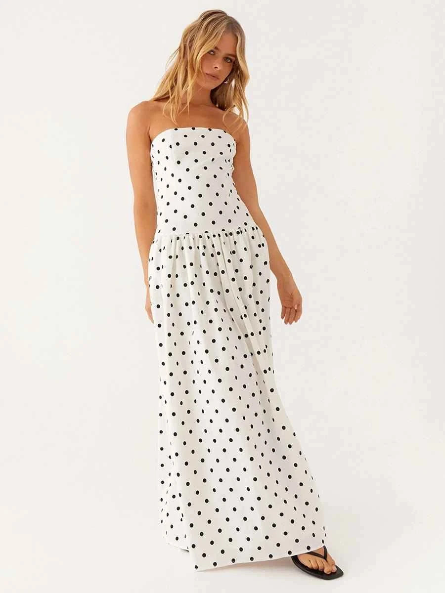 Bianca Elegant Polka-dot Off-shoulder Dresses - Celidior