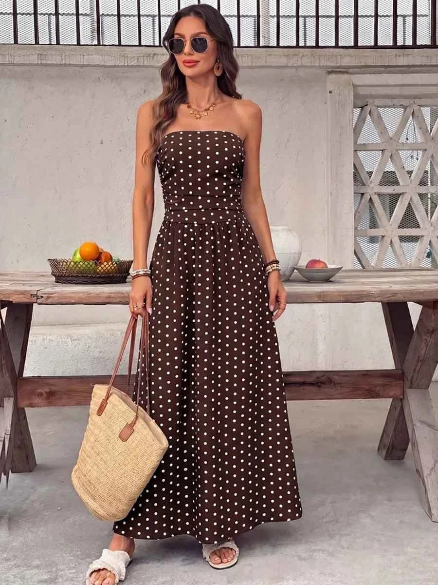 Bianca Elegant Polka-dot Off-shoulder Dresses - Celidior