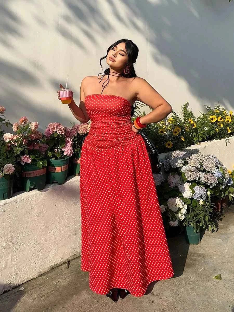 Bianca Elegant Polka-dot Off-shoulder Dresses - Celidior