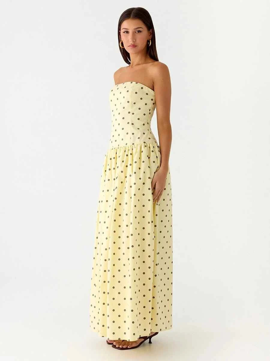 Bianca Elegant Polka-dot Off-shoulder Dresses - Celidior