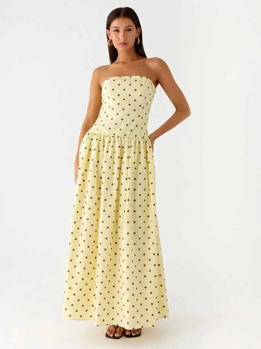 Bianca Elegant Polka-dot Off-shoulder Dresses - Celidior
