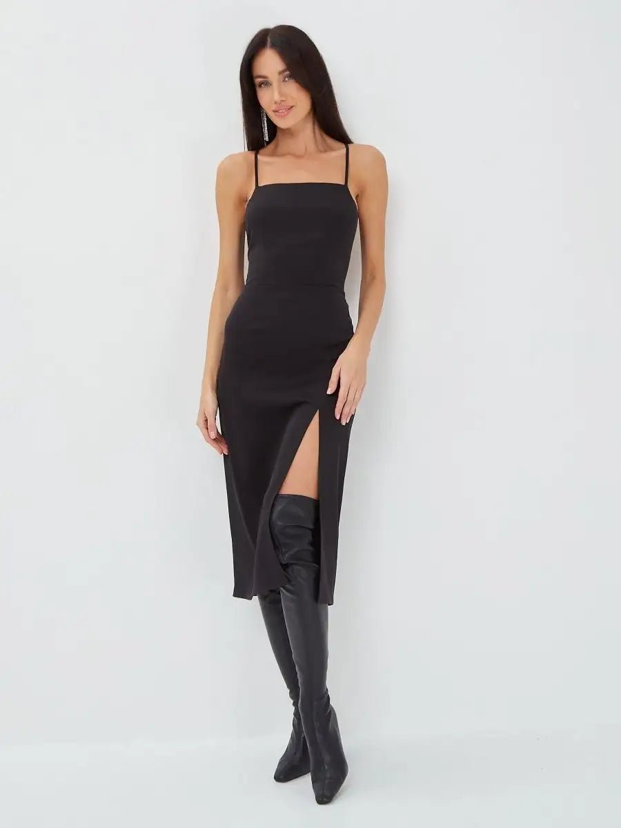 Brigid Slim Fit Black Slip Dress MidiApparel & Accessories > Clothing > Dresses > Midi DressesCelidiorCelidiorCJQZ140565601AZnull