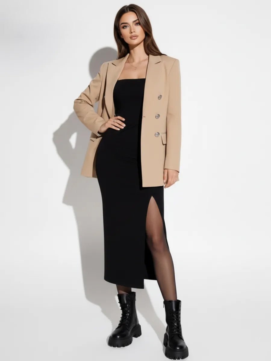 Brigid Slim Fit Black Slip Dress MidiApparel & Accessories > Clothing > Dresses > Midi DressesCelidiorCelidiorCJQZ140565601AZnull
