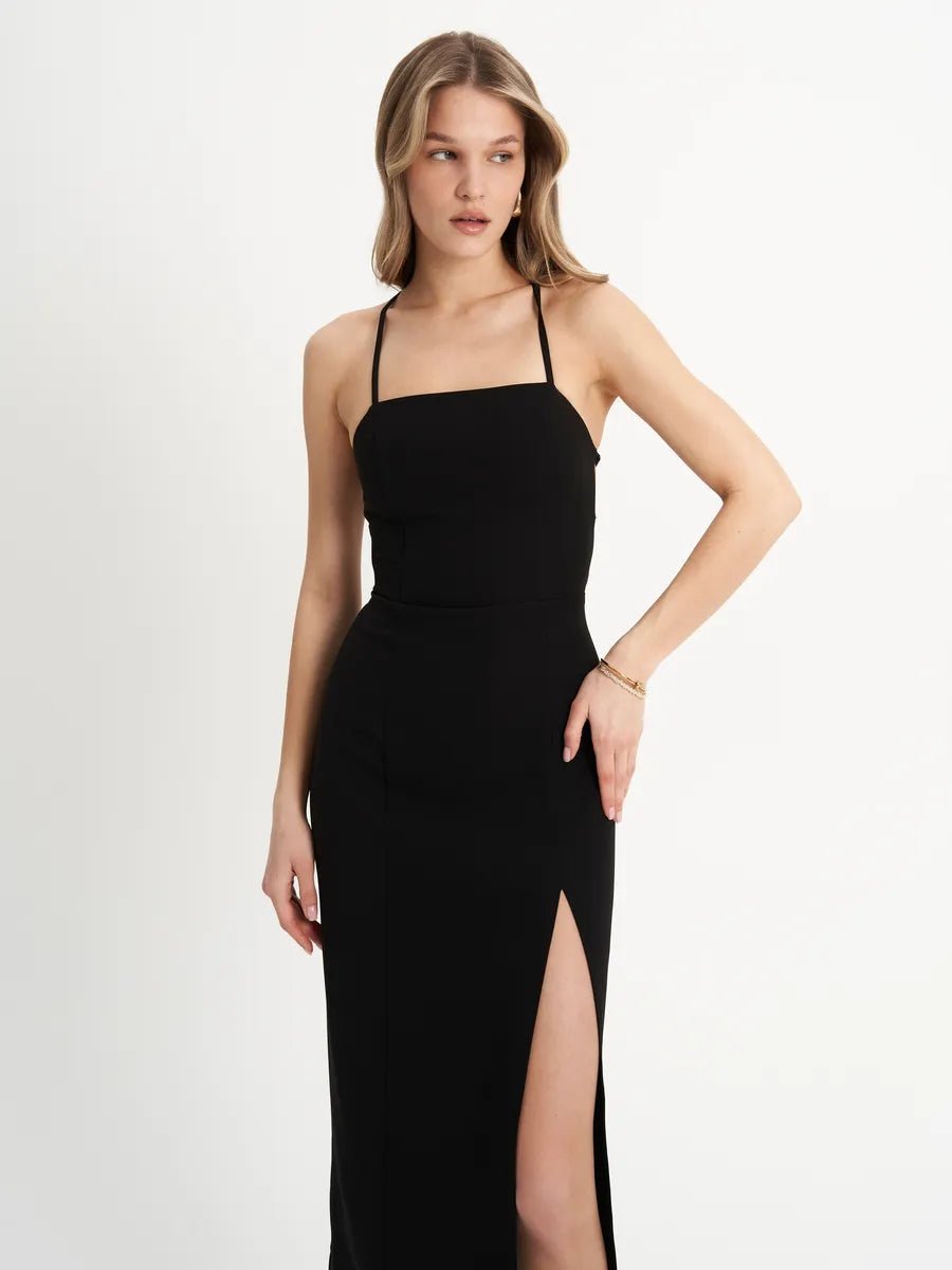 Brigid Slim Fit Black Slip Dress MidiApparel & Accessories > Clothing > Dresses > Midi DressesCelidiorCelidiorCJQZ140565601AZnull