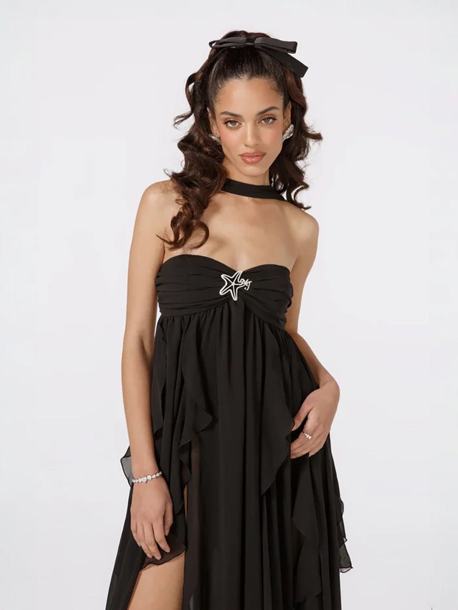 Clio Women's Chiffon Irregular Ruffles Dress - Celidior