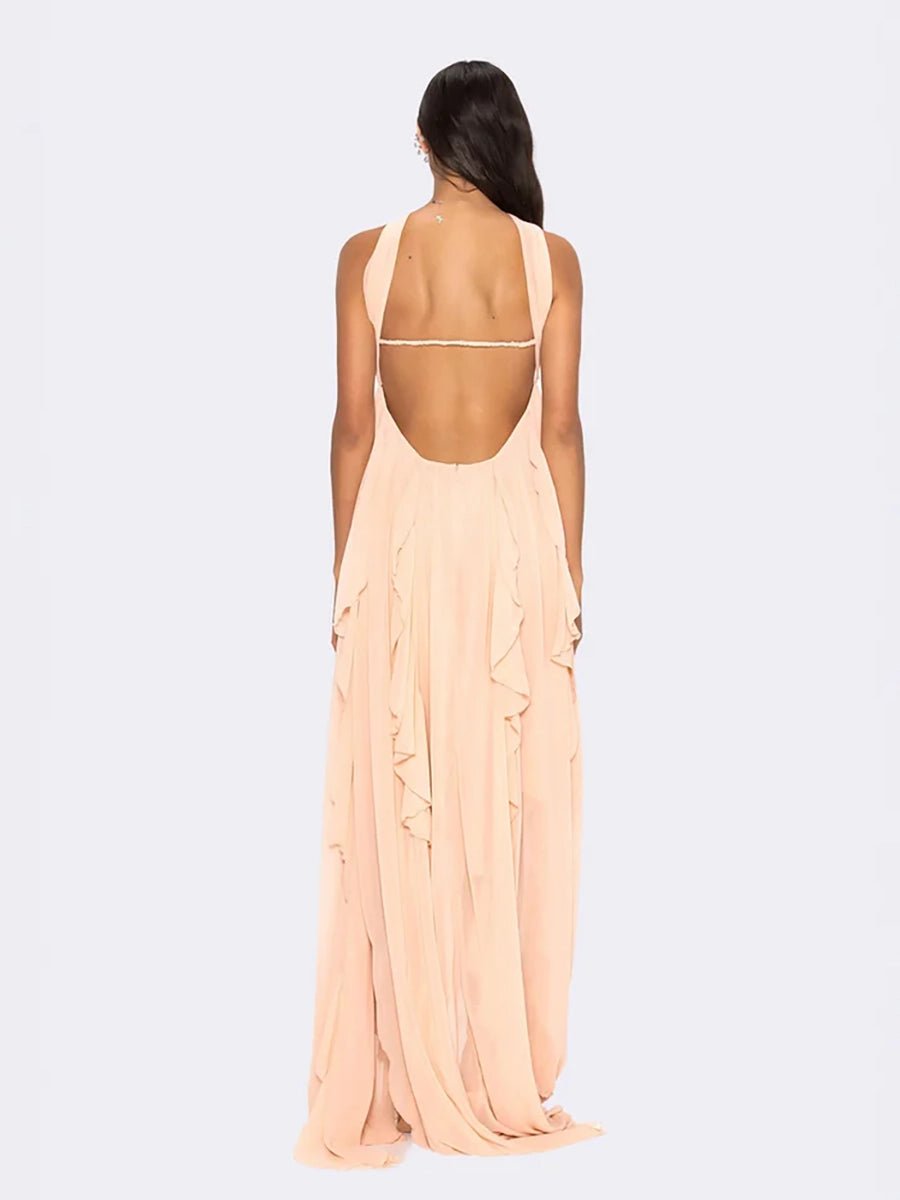Clio Women's Chiffon Irregular Ruffles Dress - Celidior