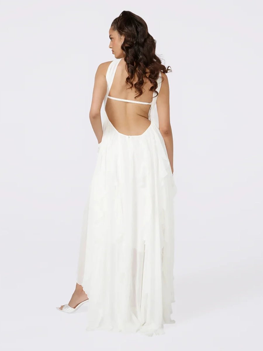 Clio Women's Chiffon Irregular Ruffles Dress - Celidior
