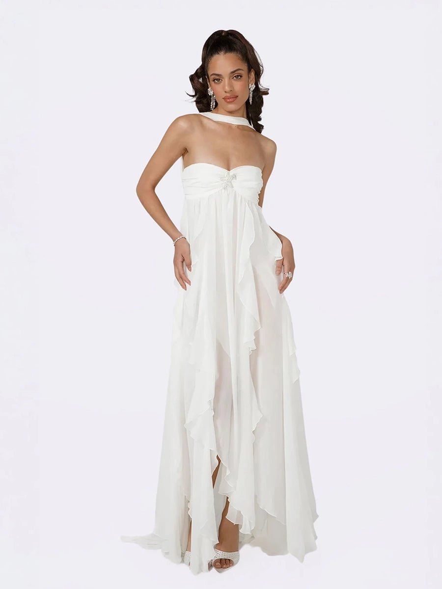 Clio Women's Chiffon Irregular Ruffles Dress - Celidior