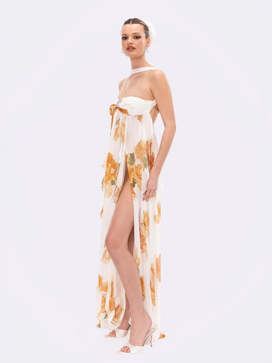 Clio Women's Chiffon Irregular Ruffles Dress - Celidior