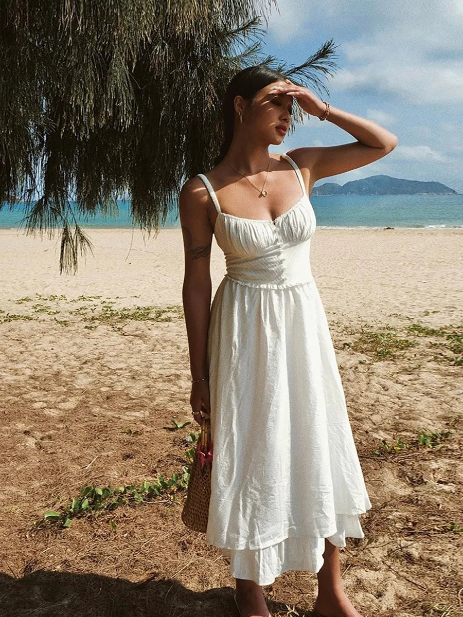 Aanana Slip Sexy Open Back High Waisted Dress