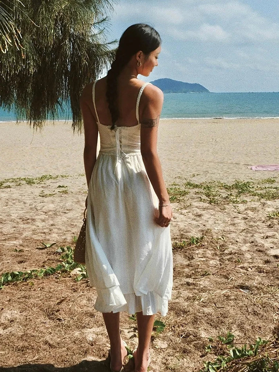Aanana Slip Sexy Open Back High Waisted Dress