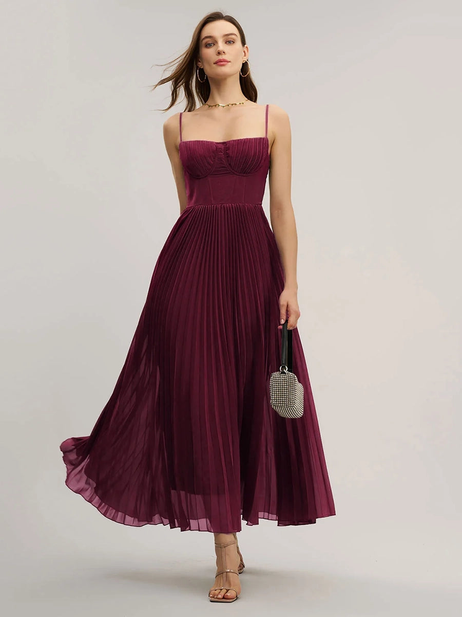 Achery Sling Backless Sleeveless Slim Fit Midi Dress
