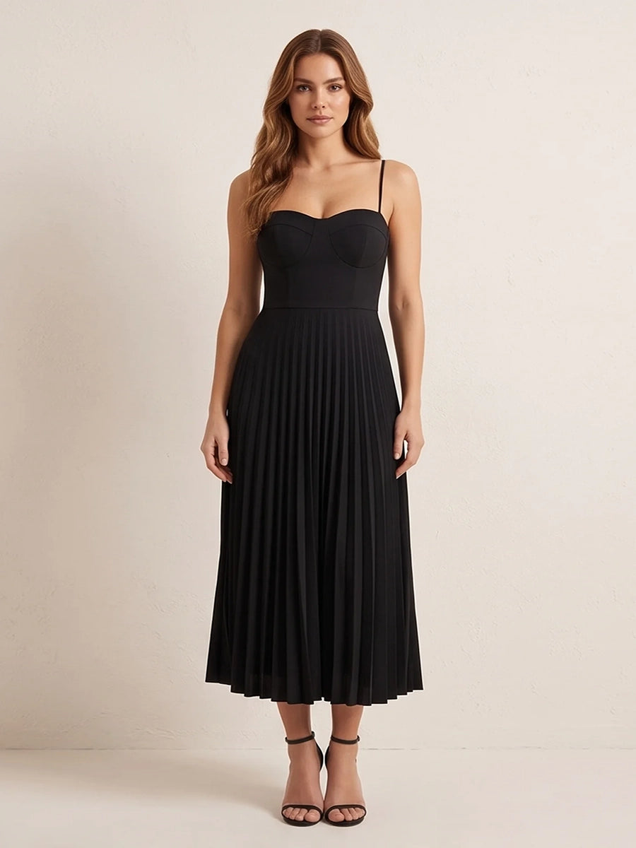 Achery Sling Backless Sleeveless Slim Fit Midi Dress