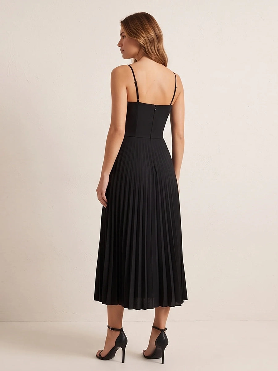 Achery Sling Backless Sleeveless Slim Fit Midi Dress