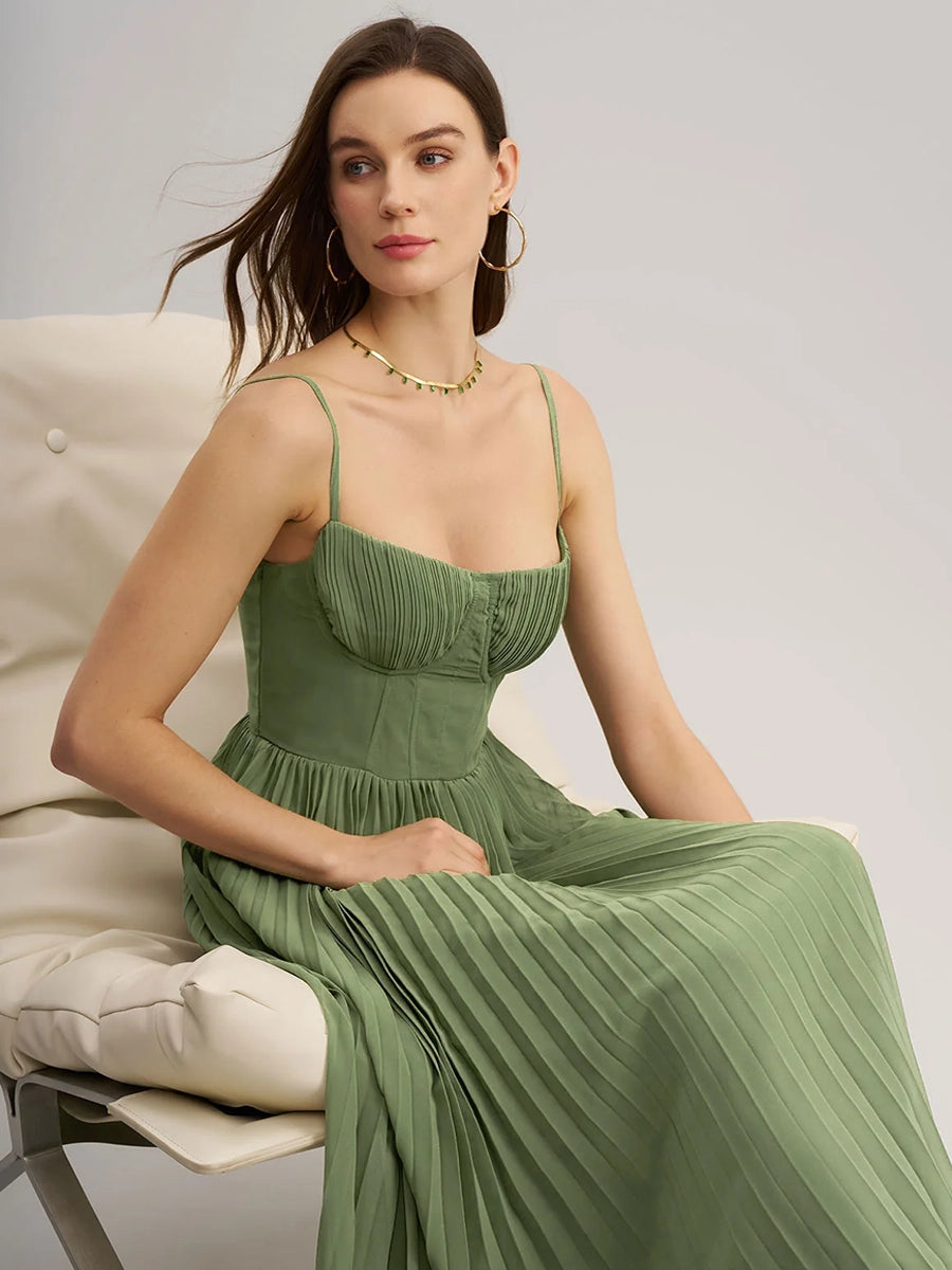 Achery Sling Backless Sleeveless Slim Fit Midi Dress