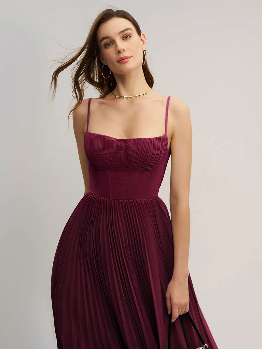 Achery Sling Backless Sleeveless Slim Fit Midi Dress