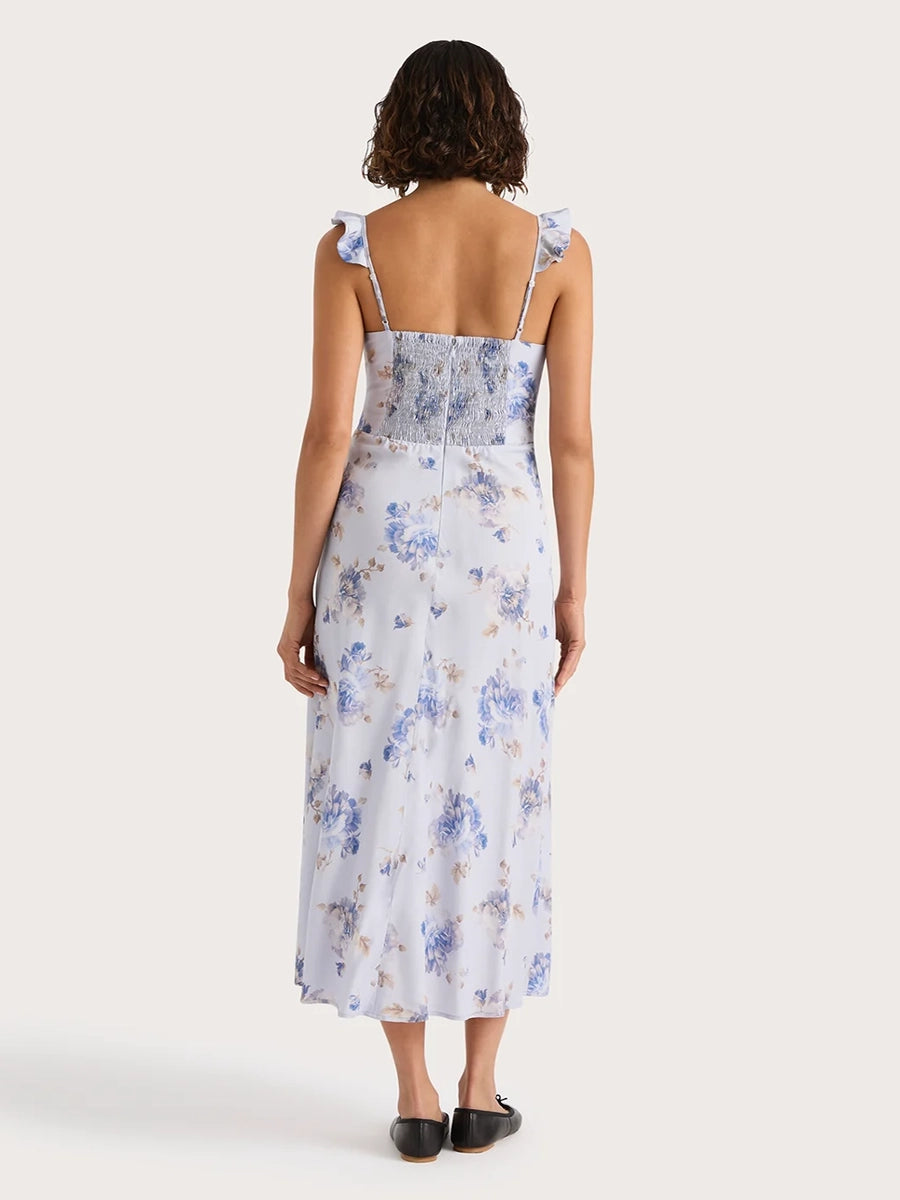 Achinma Vintage Printed Slim Strap Maxi Dress