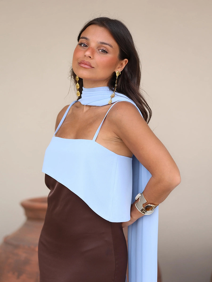 Adiva Loose-Fitting Casual Ribbons Strap Maxi Dress