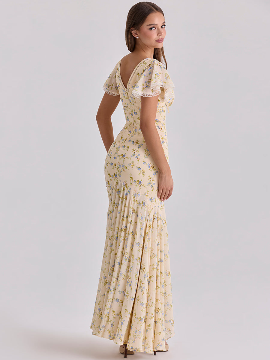 Aduere V-Neck Long Flowing Maxi Dress
