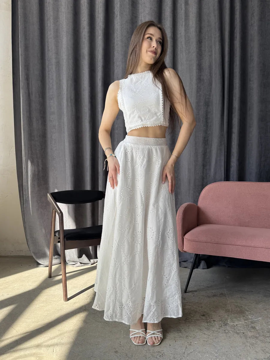 Aige Vest And Lace Skirt Set
