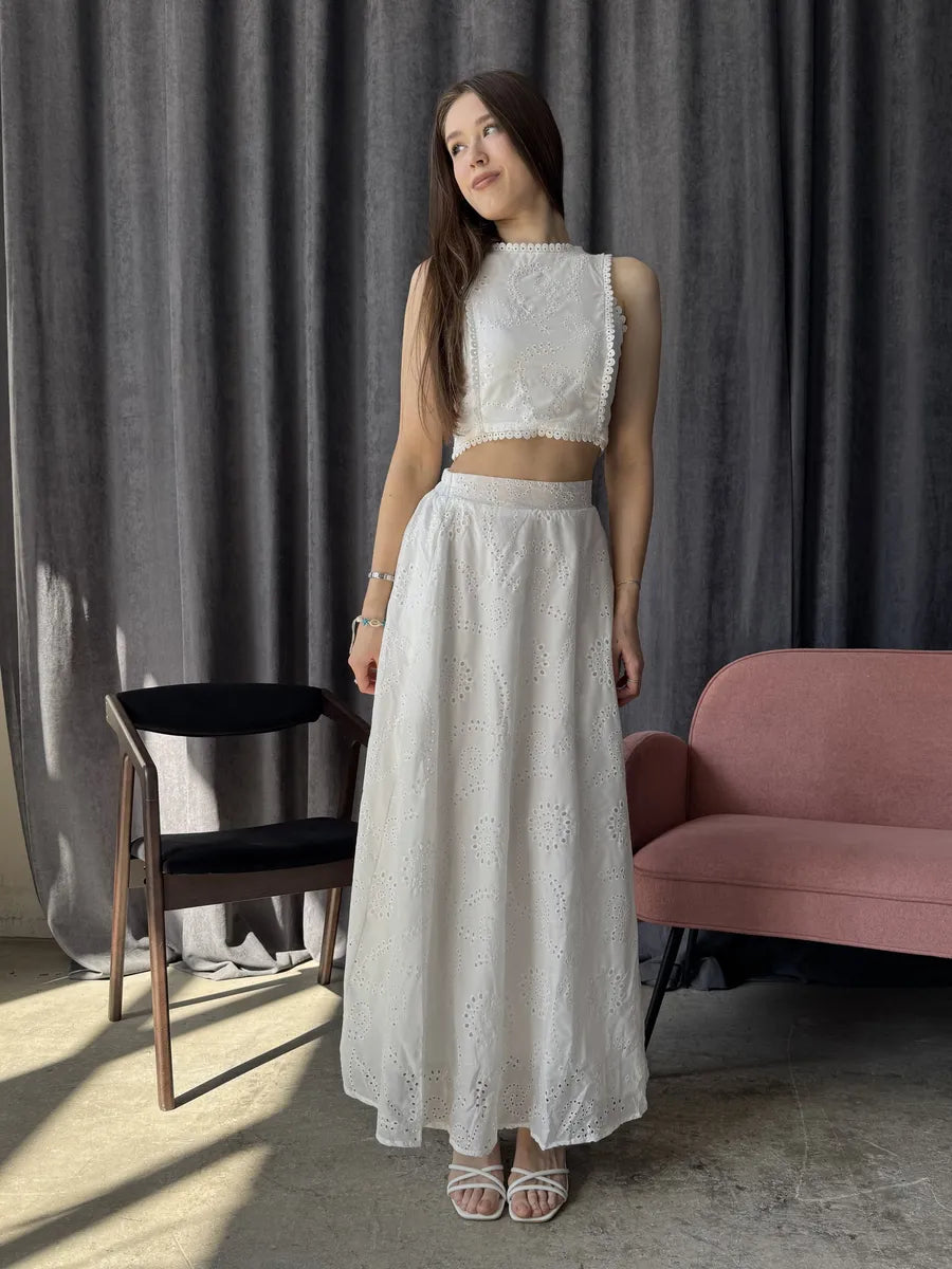 Aige Vest And Lace Skirt Set
