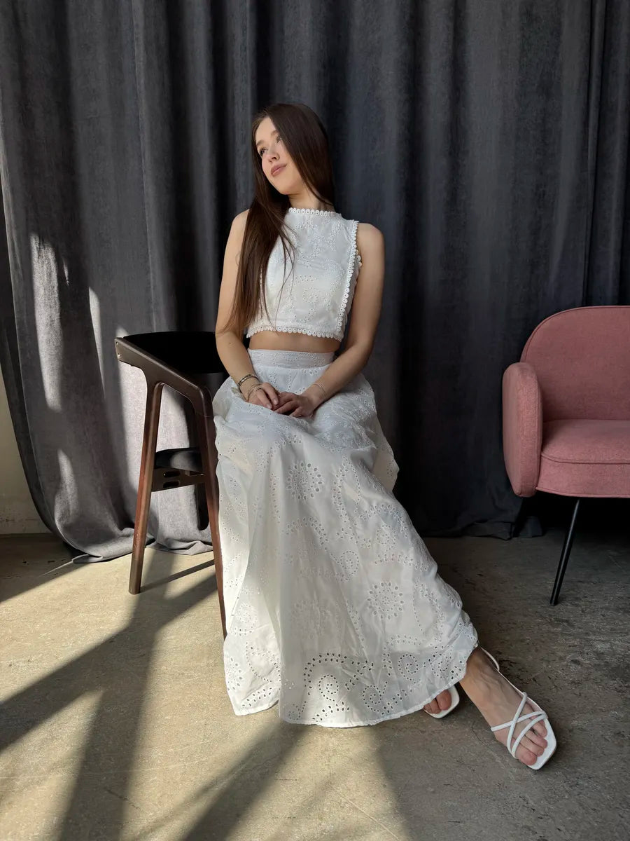 Aige Vest And Lace Skirt Set