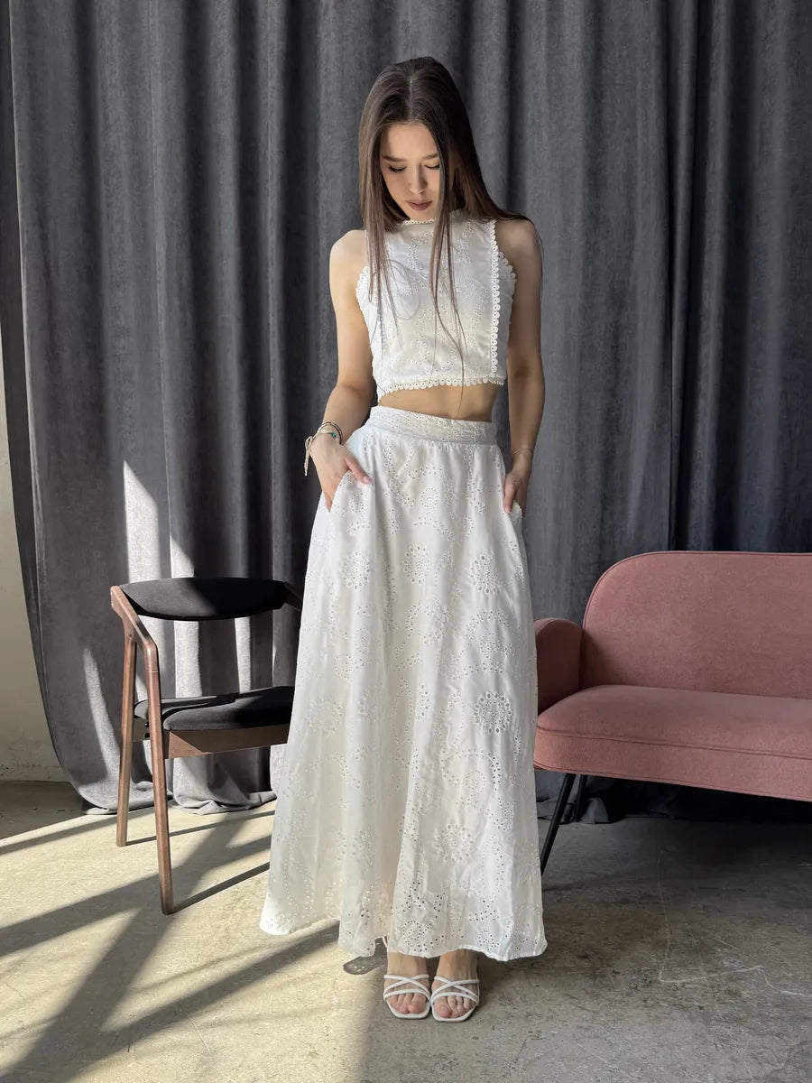 Aige Vest And Lace Skirt Set