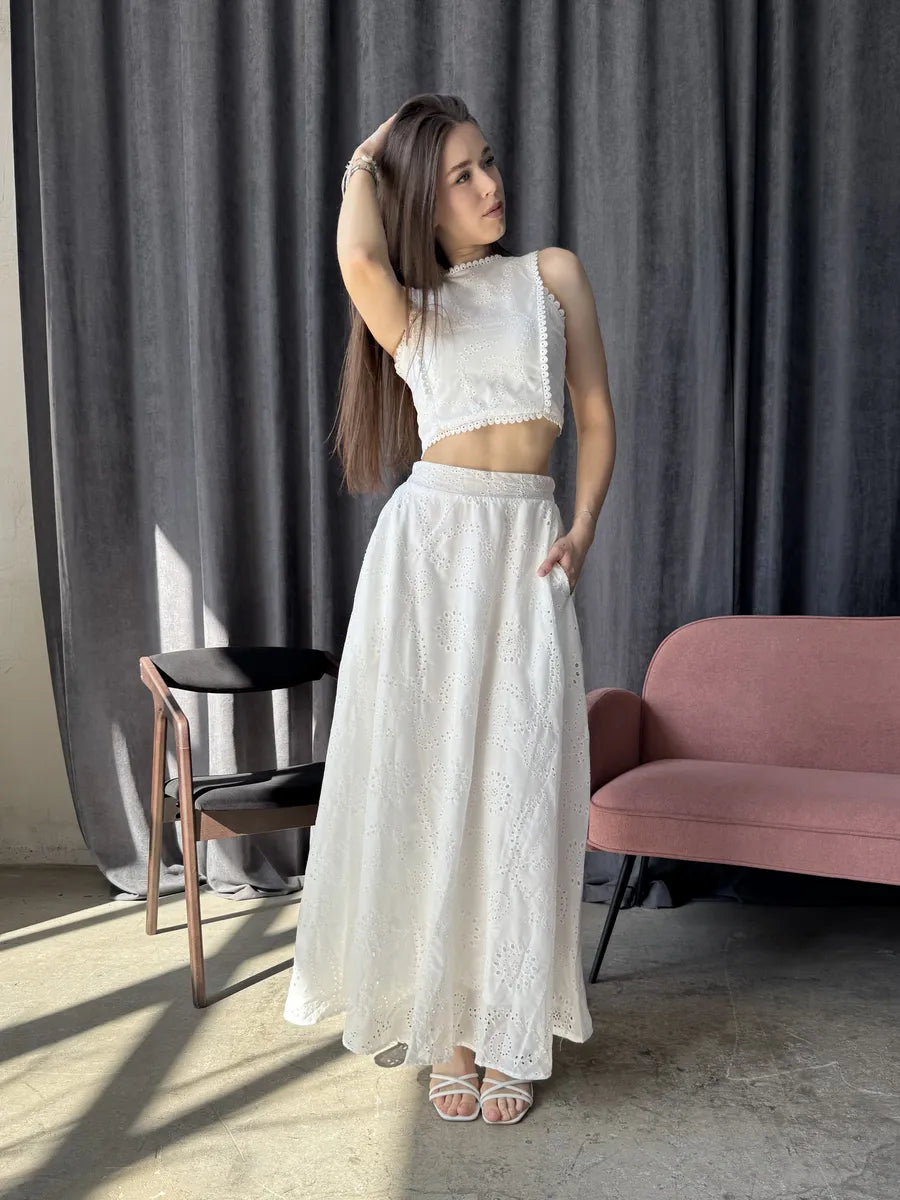 Aige Vest And Lace Skirt Set