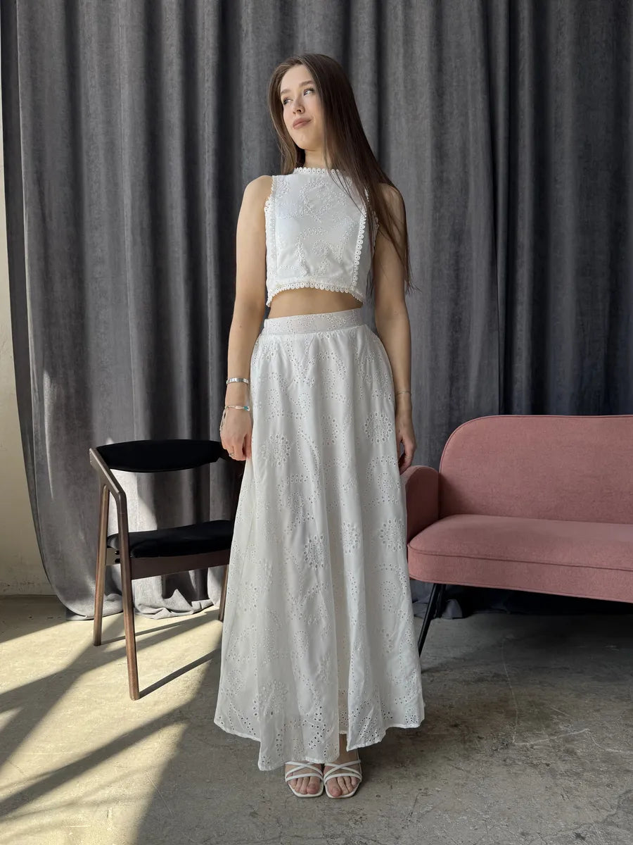 Aige Vest And Lace Skirt Set