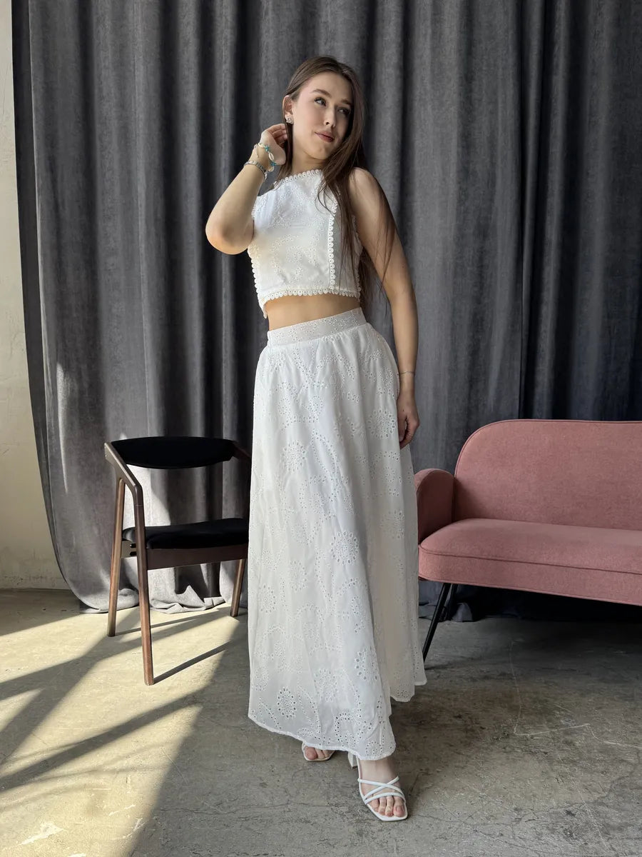 Aige Vest And Lace Skirt Set
