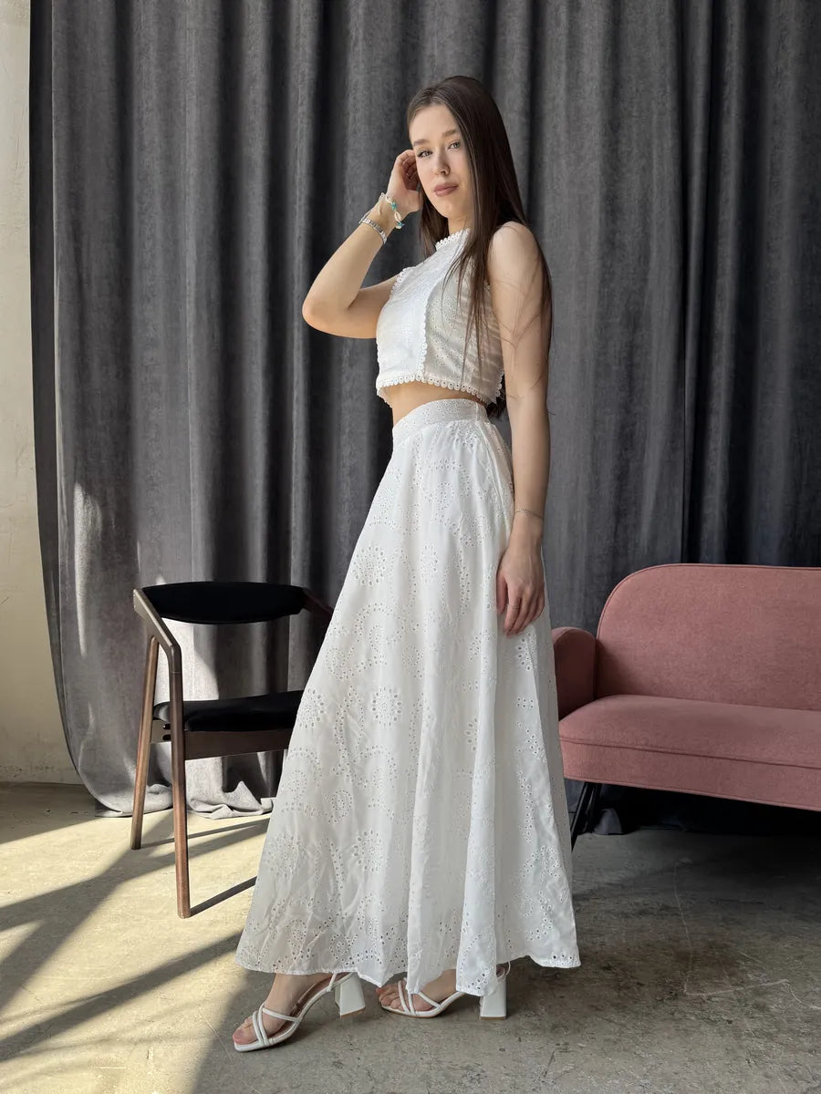 Aige Vest And Lace Skirt Set