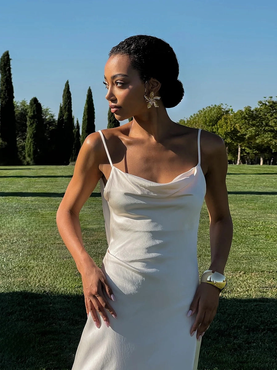 Aliana Spaghetti Strap Deep V-Back Maxi Dress