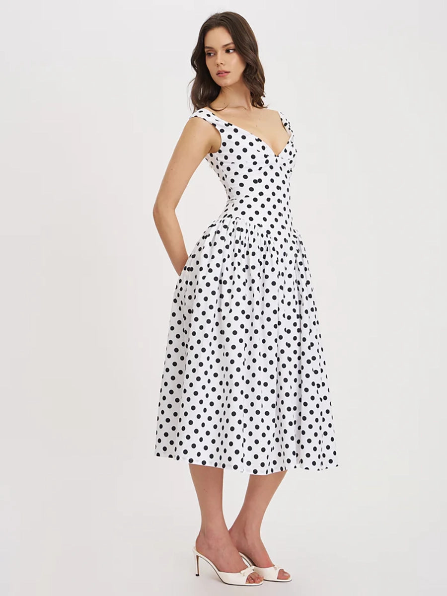 Alind Polkan Dot Strap Elegant Party Dress