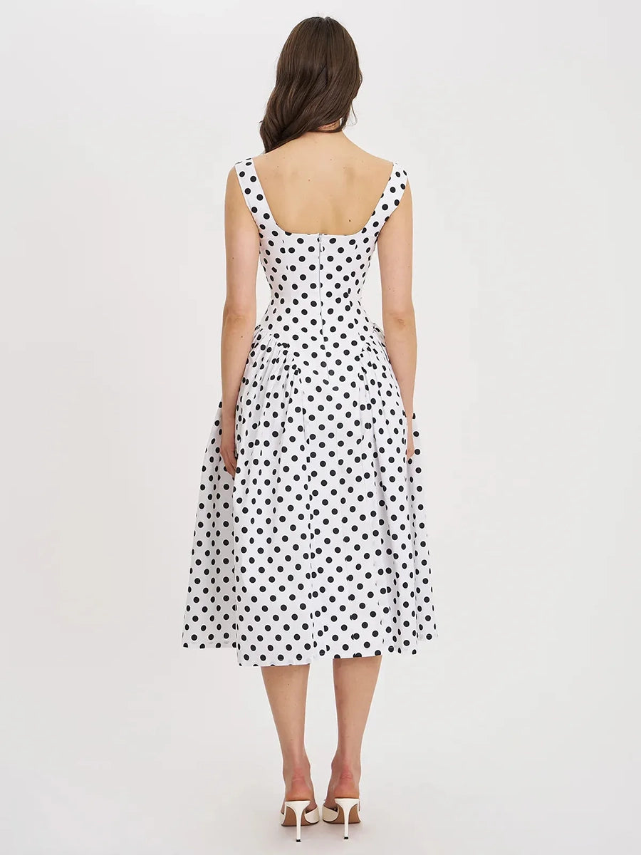 Alind Polkan Dot Strap Elegant Party Dress