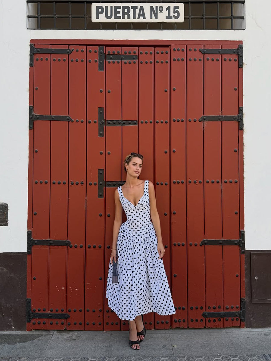 Alind Polkan Dot Strap Elegant Party Dress