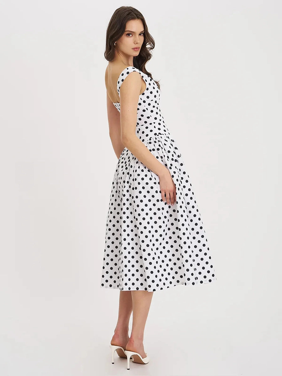 Alind Polkan Dot Strap Elegant Party Dress