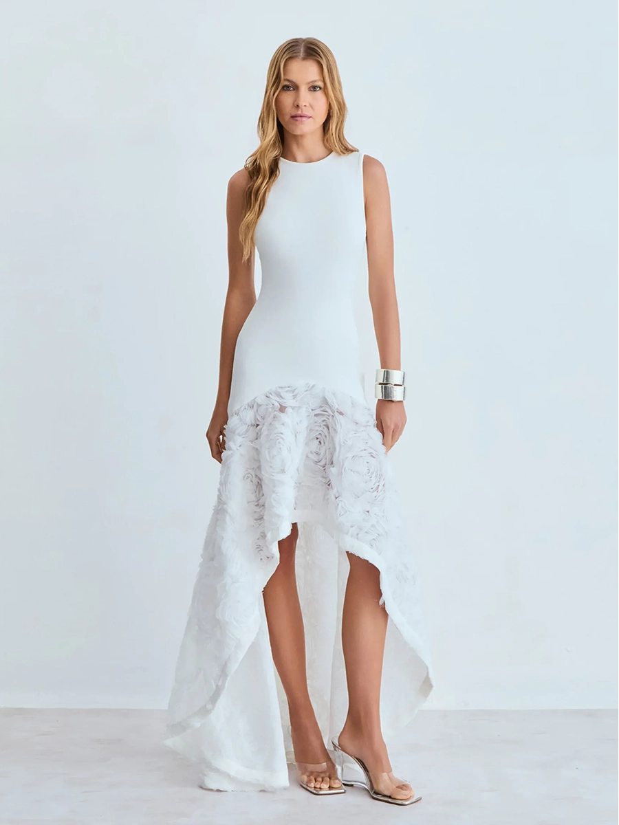 Alitha Elegant Spliced Round Neck Sleeveless Dress