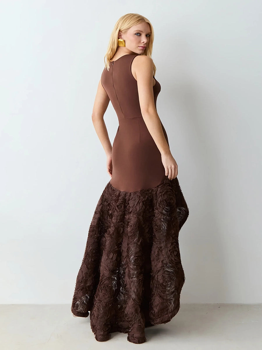 Alitha Elegant Spliced Round Neck Sleeveless Dress