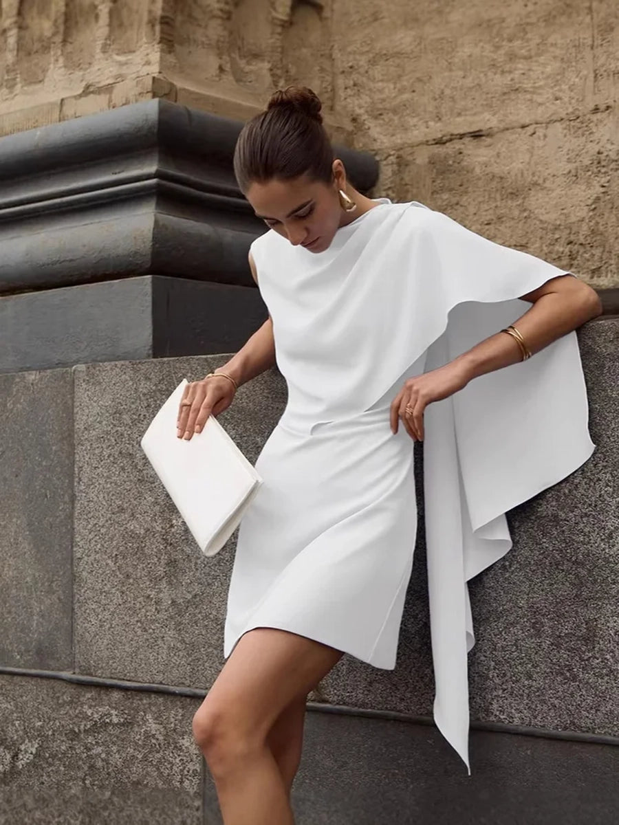 Alwen Irregular Sleeveless Waist Cinching Elegant Dress